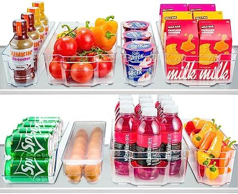 Set Of 8 Refrigerator Pantry Organizer Bins - Clear Food Storage Baskets for Kitchen, Countertops... | Amazon (US)