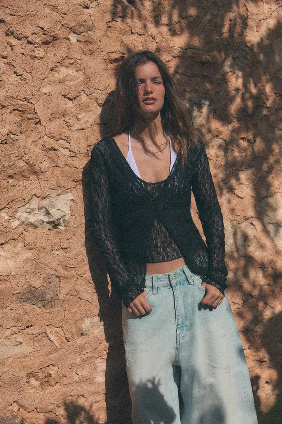 DOUBLE EFFECT LACE TOP | Zara UK