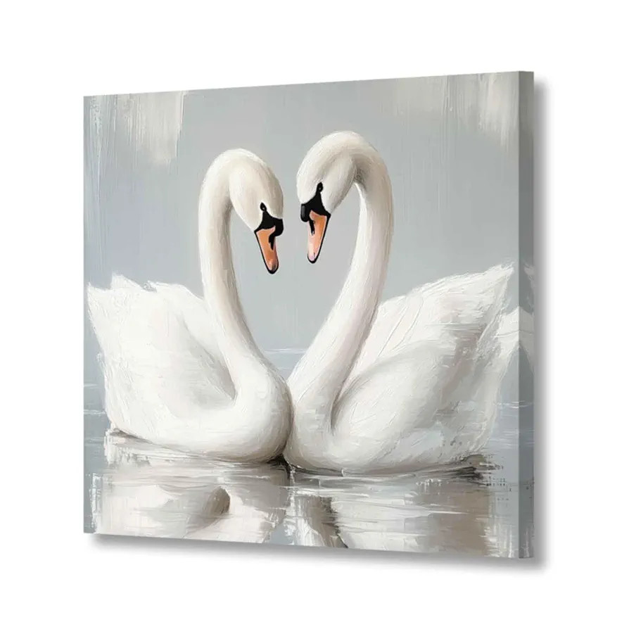 XLMDYYSW Swan Canvas Wall Art Two White Swan Pictures Vintage Romantic Bird Love Poster Prints El... | Amazon (US)