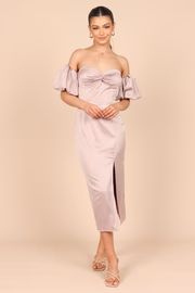 Dahlia Off Shoulder Puff Sleeve Midi Dress - Lilac | Petal & Pup (US)