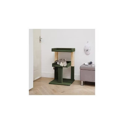 Cat Tree for Large Cats, Cat Tower for Large Cats, Cat Activity with Scratching Post, 2 Level Cat Play Perch in Green | Target