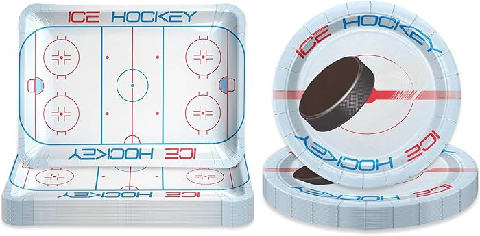 Hockey Decoration Party Supplies - 40 Pcs 9" Plates for Birthday Exercise Party Kid's Hockey Fans... | Amazon (US)