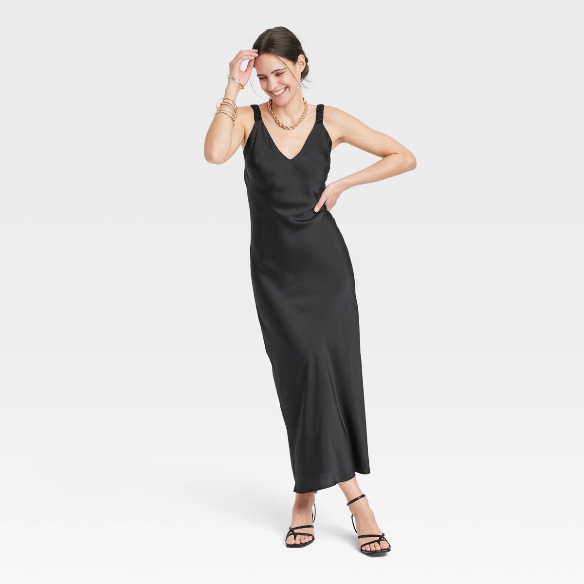 Women's Midi Perfect Slip Dress - A New Day™ Black XS | Target
