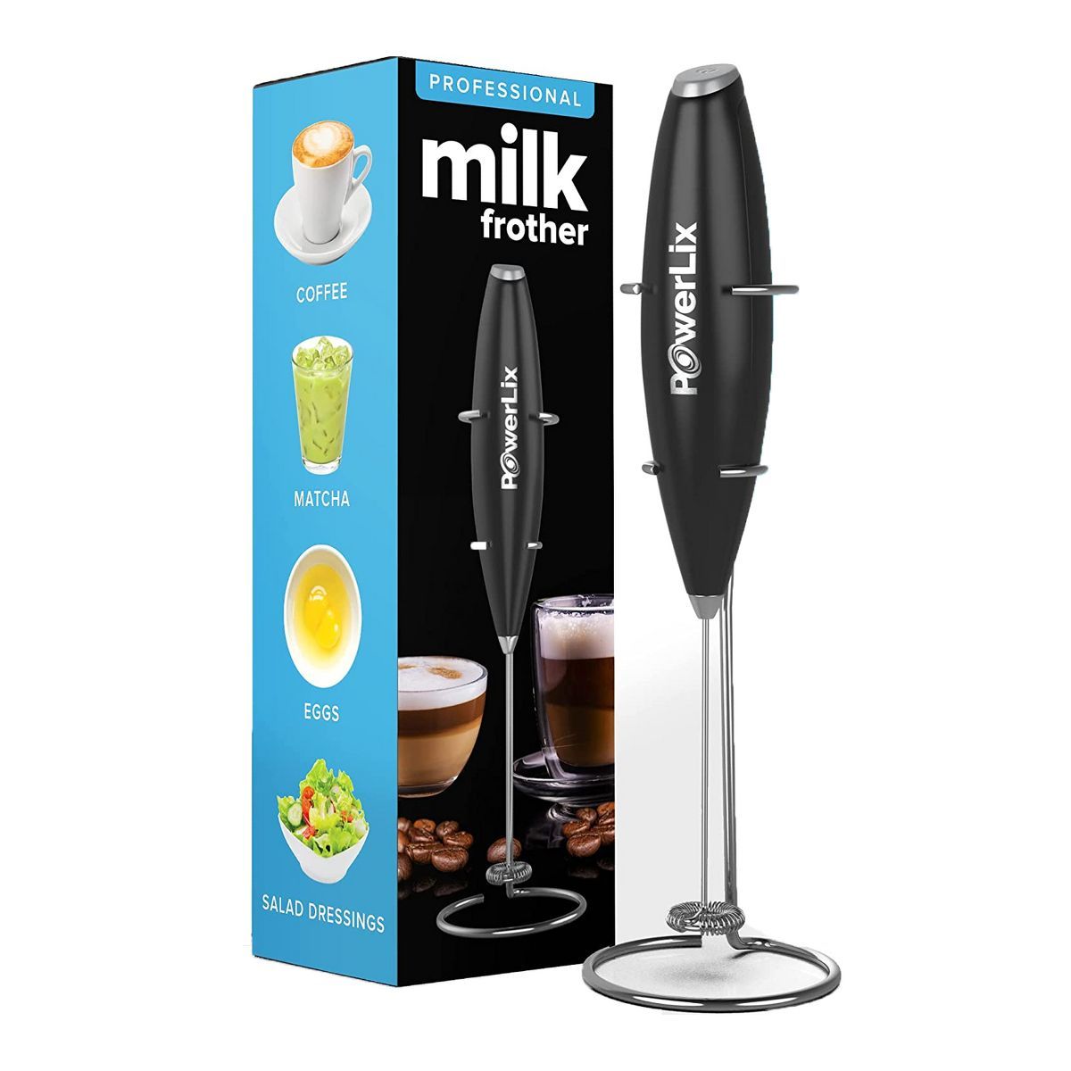 PowerLix Milk Frother Handheld Battery Operated Electric Whisk Foam Maker For Coffee - With Stain... | Target