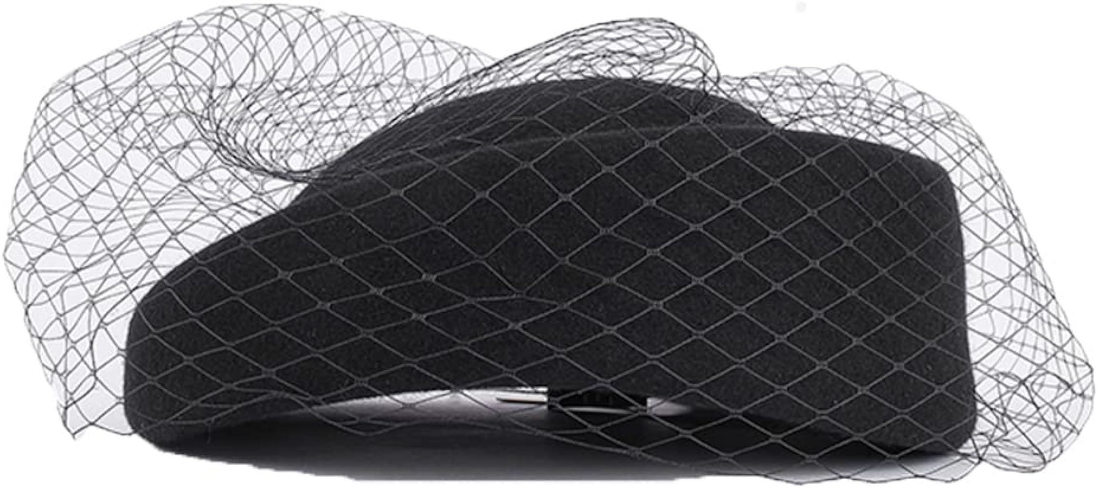 Wool Felt Vintage Beret Wedding Top Hats for Women Elegant Church Fedoras with Veil Ladies Cap Au... | Amazon (US)