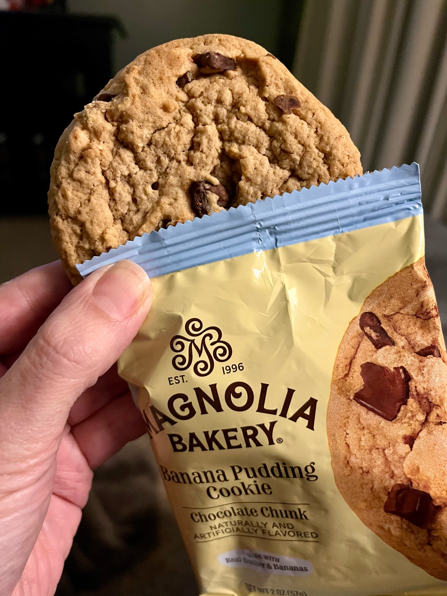 Listen, I’m not saying you need to buy these cookies, but if you like Magnolia Bakery Banana Pudding and chocolate, you probably should.

Real banana pudding, vanilla wafer cookies, butter, and sweet chocolate chunks are blended to make a perfect cookie flavor combination!

These cookies are soft-baked and individually wrapped for freshness.

#LTKhome #LTKfindsunder50