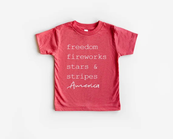 4th of July Kids Tee | Freedom Fireworks Stars & Stripes | Modern Kids Clothes | Unisex Kids Clot... | Etsy (US)