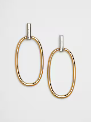 Mixed Metal Drop Hoop Earrings | Banana Republic Factory