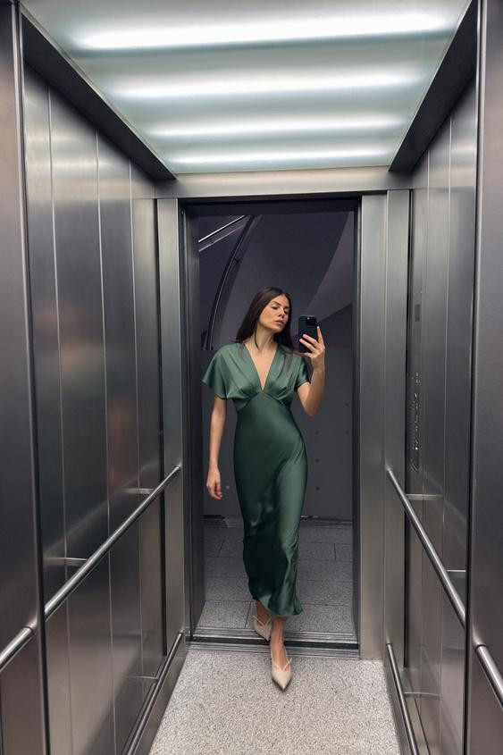 SATIN EFFECT MIDI DRESS | Zara US