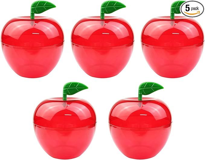 5 Pack Plastic Apple Containers Large Red Apple Decoration Teacher Apple Container Candy Jar Toy ... | Amazon (US)