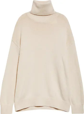 Longline Turtleneck Organic Cotton & Cashmere Sweater | Nordstrom