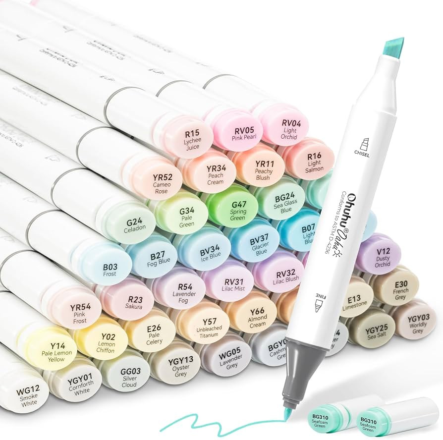 Ohuhu Alcohol Markers 48 Pastel Colors: AP Certificated Double Tipped Art Marker Set for Artists ... | Amazon (US)