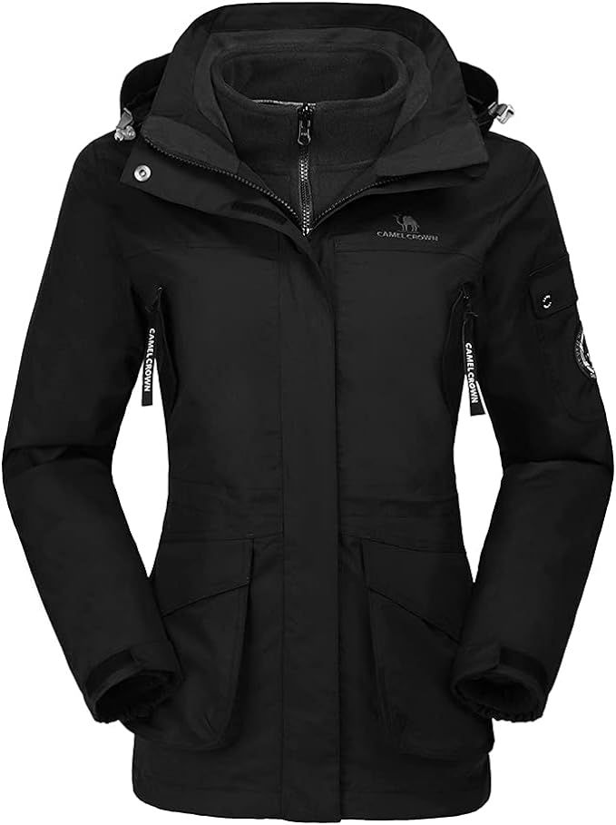 CAMEL CROWN Womens Waterproof Ski Jacket 3-in-1 Windbreaker Winter Coat Fleece Inner for Rain Sno... | Amazon (US)