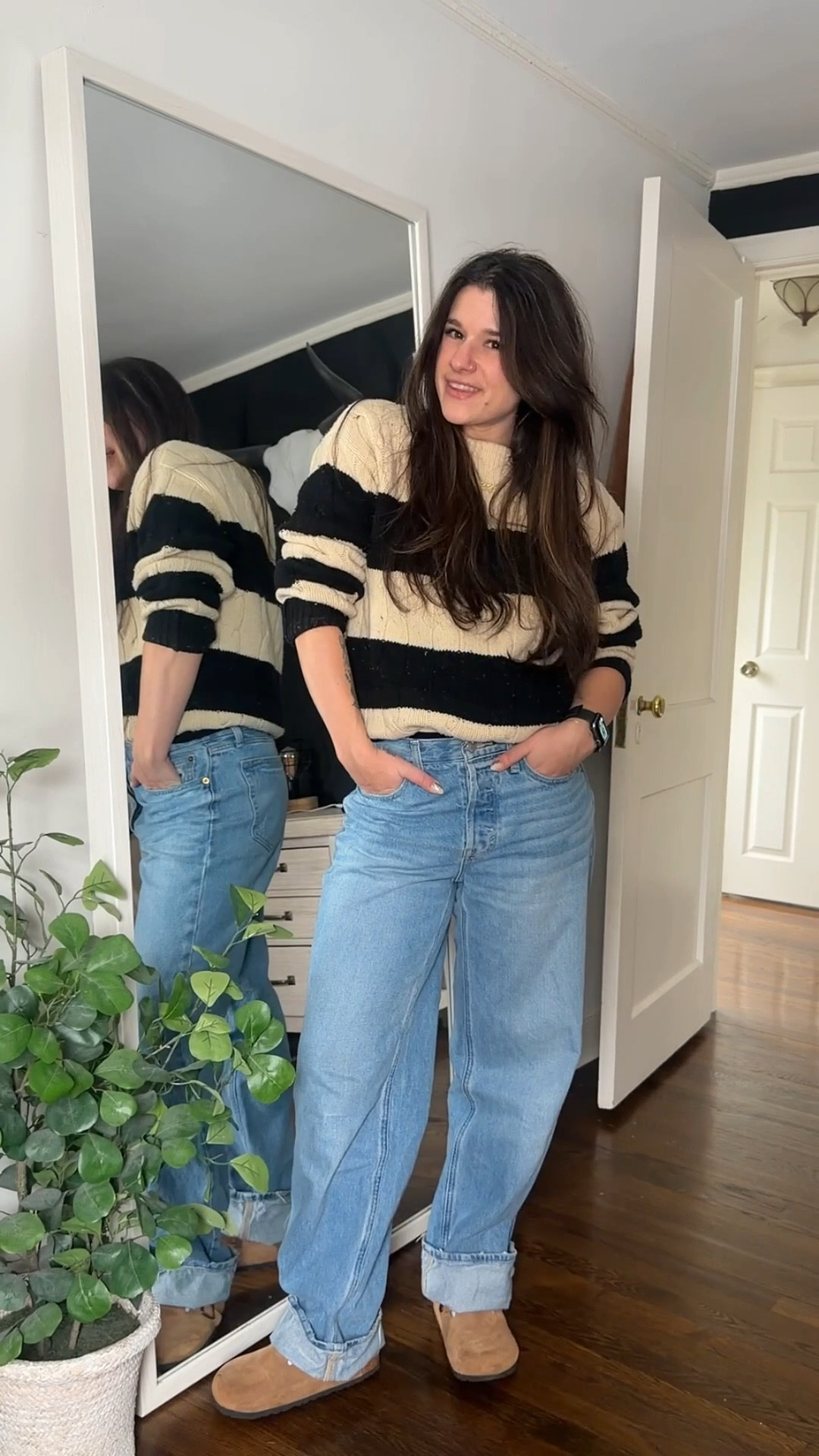 Baggy jeans but make it petite friendly 🤍

These high waisted baggy jeans are my favorite for working from home because they’re comfortable but still feel put together. As a 5’3” girl, I balance the oversized fit with a cozy sweater and use a little “tucky” trick to create shape without bulk. Finished with my Birkenstock clogs for an easy everyday look.

Comfy, casual, and actually flattering for short girls.

#LTKootd #LTKmomlife #LTKgrwm