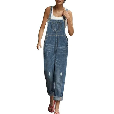 Womens Overalls Denim Loose Christmas Party Outfits for Women Fit Wide Leg Bib Women Outfits Sets Stretch Baggy Jeans Jumpsuit Olive Clothes for Women Comfy N-Blue Ladies jeans Clothing Shoes & A | Walmart (US)