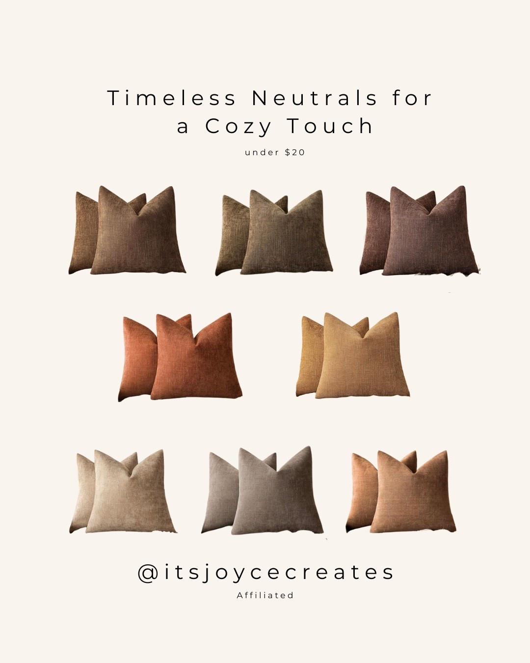 Timeless neutrals with a cozy fall touch 🍂
These pillow cases are my favorite way to ease into the season—subtle, warm, and effortless to style.


#LTKfall #fallrefresh #neutraldecor #cozyvibes #falldecor #LTKseasonal #fallhomestyle #LTKfinds #cozyhomevibes

#LTKHome #LTKSeasonal #LTKautumn