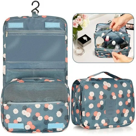Toiletry Bag Travel Bag with Hanging Hook, Waterproof Makeup Cosmetic Bag Travel Organizer for Accessories, Full-size Container, Large Capacity | Walmart (US)