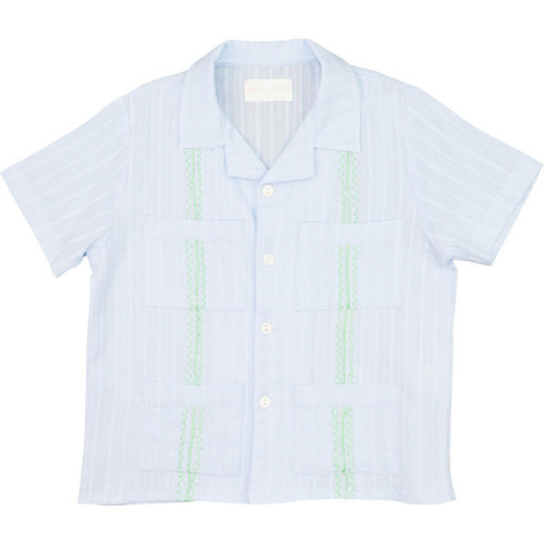 Blue And Green Guayabera - Shipping Early April | Cecil and Lou
