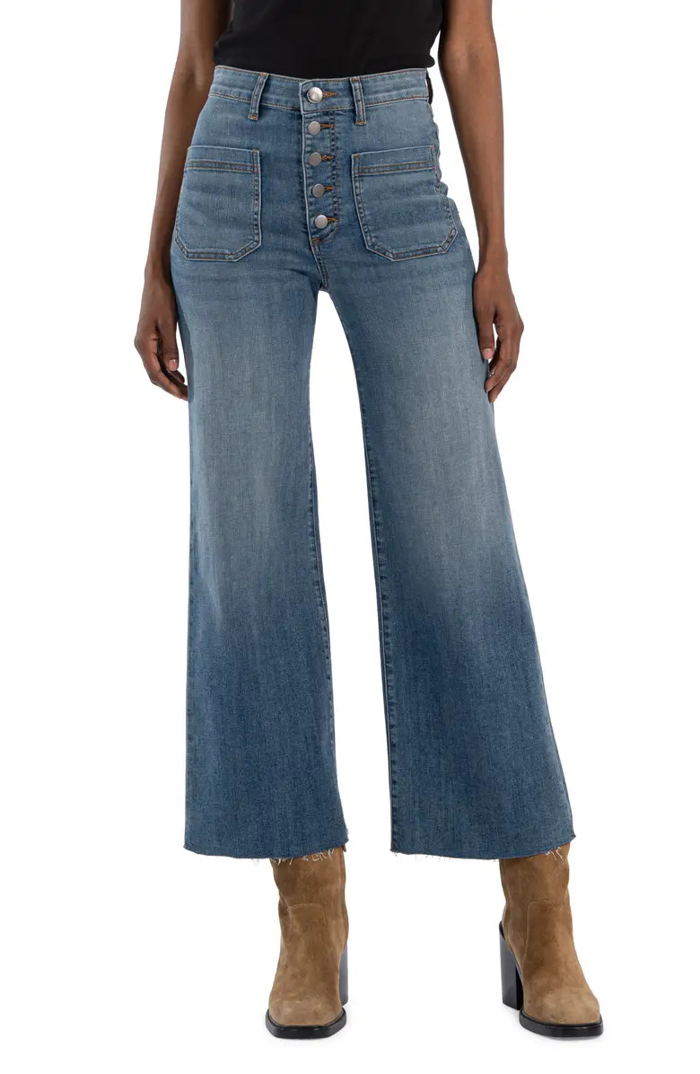 Meg Exposed Button High Waist Ankle Wide Leg Jeans | Nordstrom