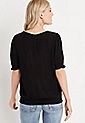 Black Square Neck Short Sleeve Top | Maurices