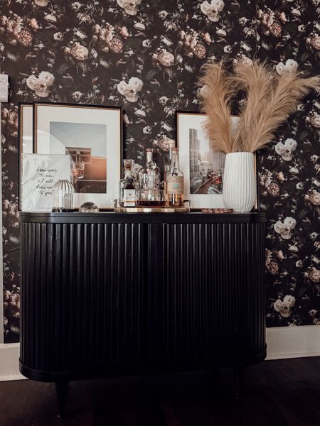 Fluted cabinet + peel and stick wallpaper 🖤 new dining room decor!

#LTKFindsUnder100 #LTKHome #LTKFindsUnder50
