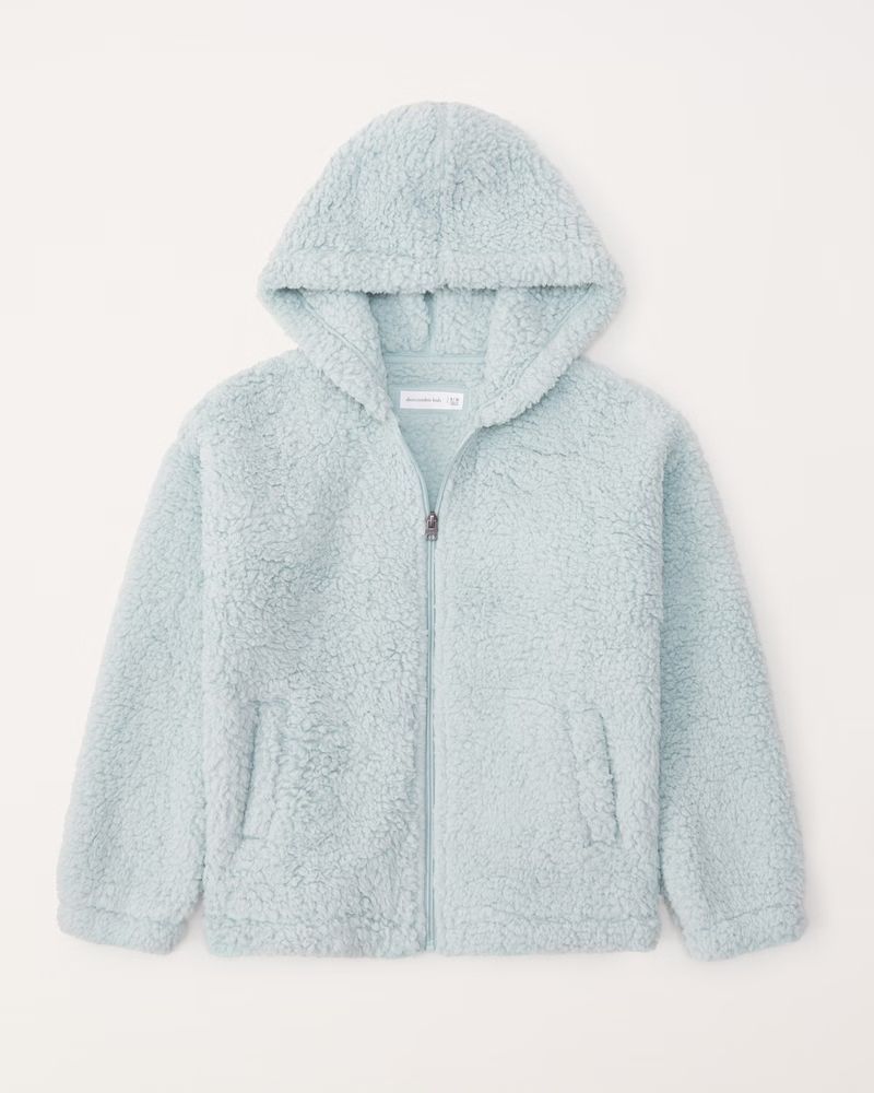 girls sherpa full-zip hoodie | girls tops | Abercrombie.com | Abercrombie & Fitch (US)