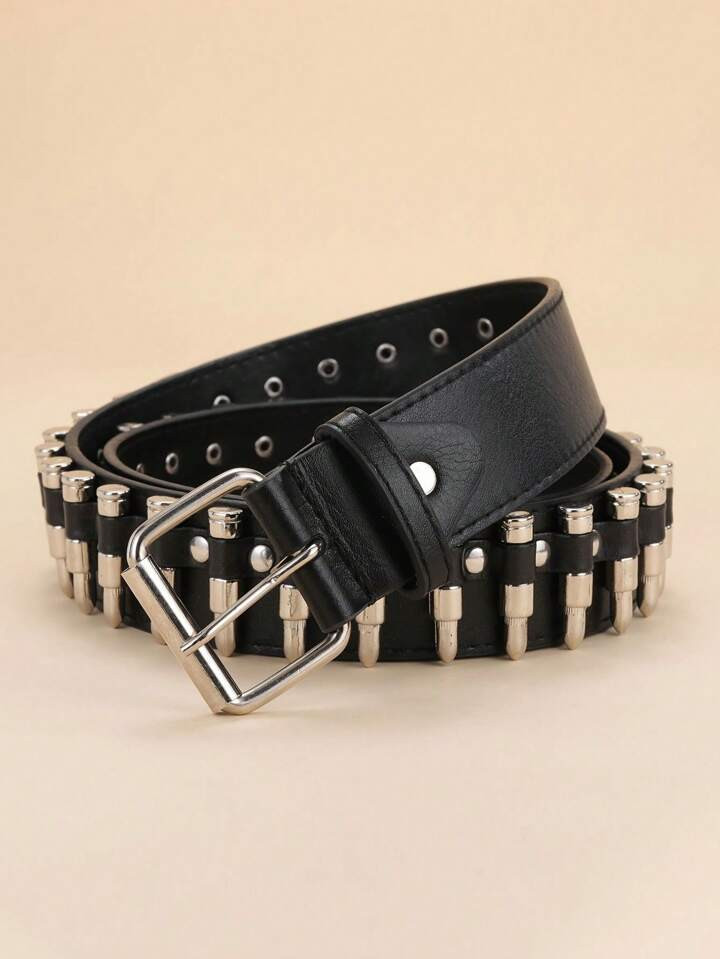 1pc Ladies' Punk Pin Buckle Personality Bullet Enduro Belt, Suitable For Daily Use | SHEIN