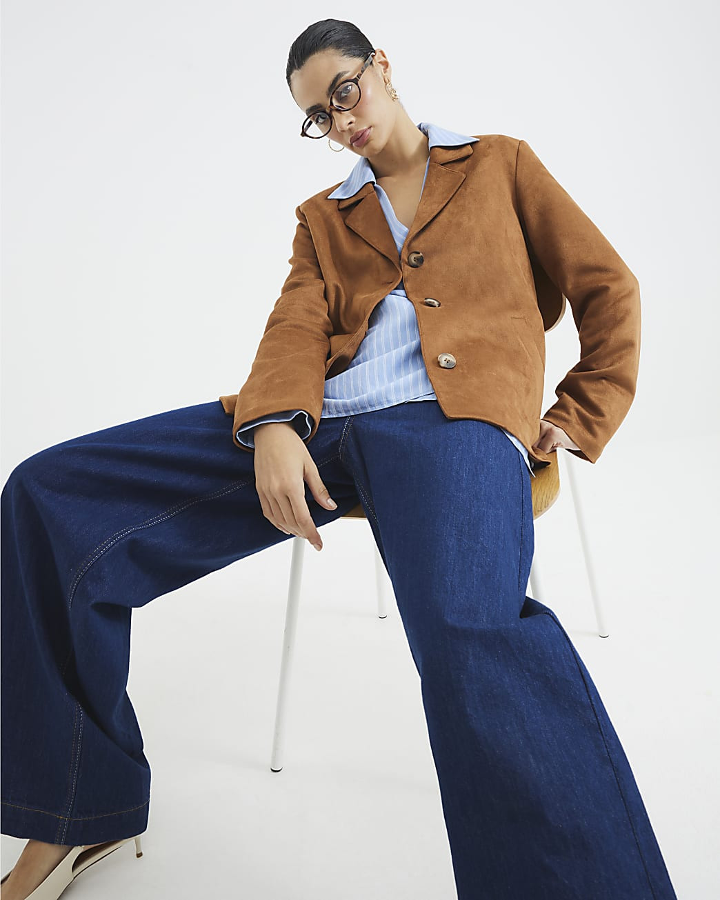 Brown Faux Suede Blazer | River Island UK & IE