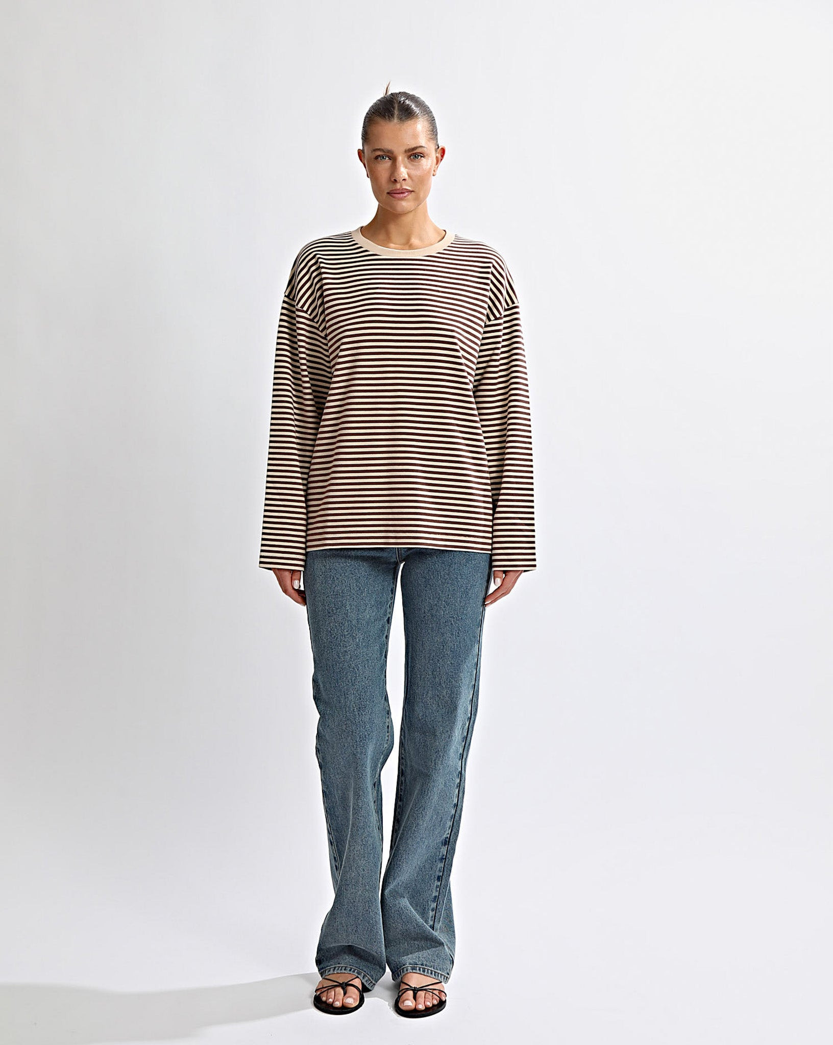 Milan Long Sleeve Top Coffee/Cream | One Mile