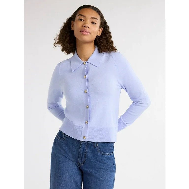 Free Assembly Women’s and Women's Plus Cozy Yarn Collared Cardigan Sweater with Long Sleeves, L... | Walmart (US)