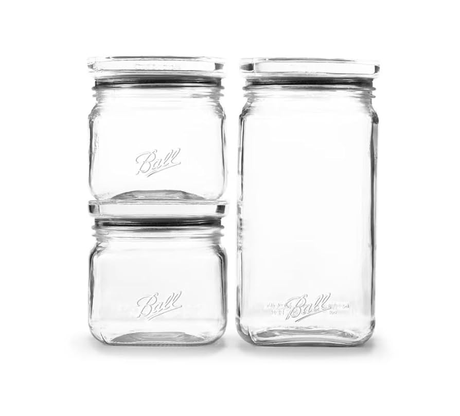 Ball 3 Jar Set, Stack & Store Jars with Airtight Stackable Lid, (2) 4 Cup and (1) 9.9 Cup | Amazon (US)