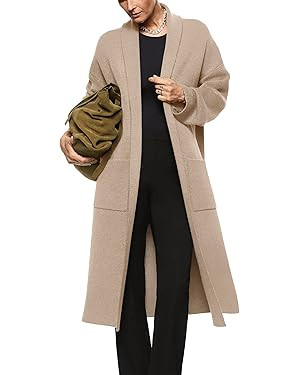 Womens Long Sleeve Maxi Cardigan Open Front Oversized Knitted Sweater Coat Casual Lapel Warm Over... | Amazon (US)