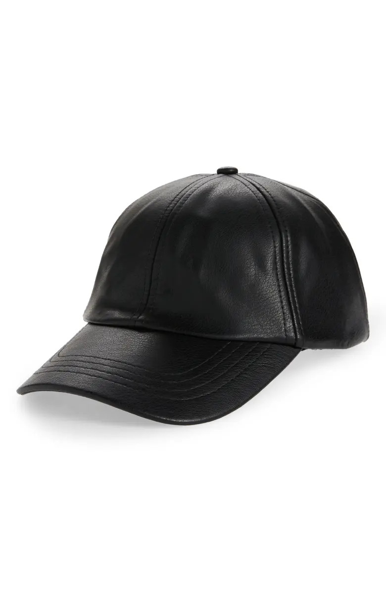 Open Edit Faux Leather Baseball Cap | Nordstrom | Nordstrom