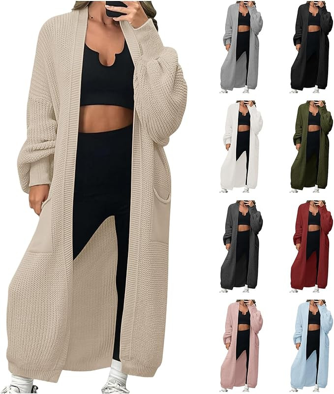 Smoneyful Womens Oversized Long Cardigan Sweater Open Front Chunky Knit Duster Sweater with Pocke... | Amazon (US)