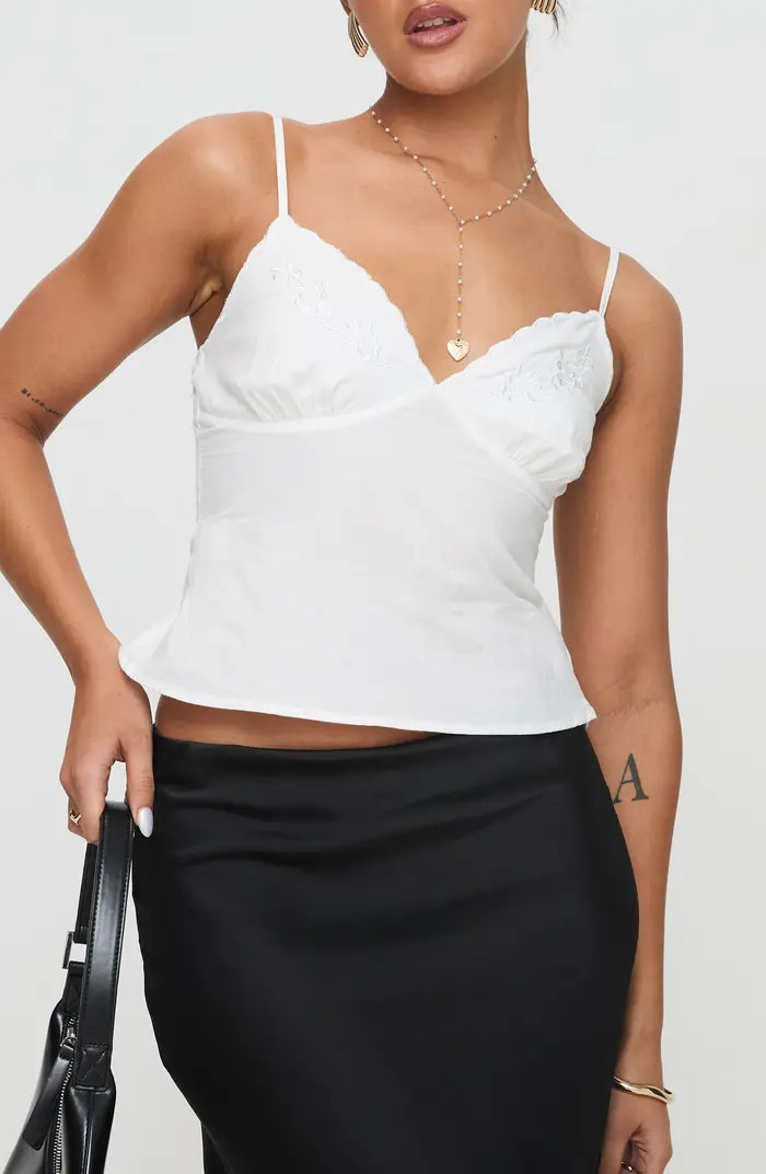 Princess Polly Aruba Embroidered Cotton Camisole | Nordstrom | Nordstrom