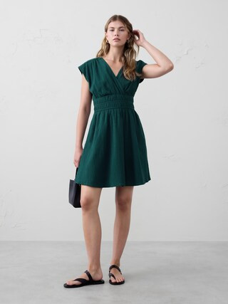 Textured Shirred Mini Dress | Banana Republic Factory