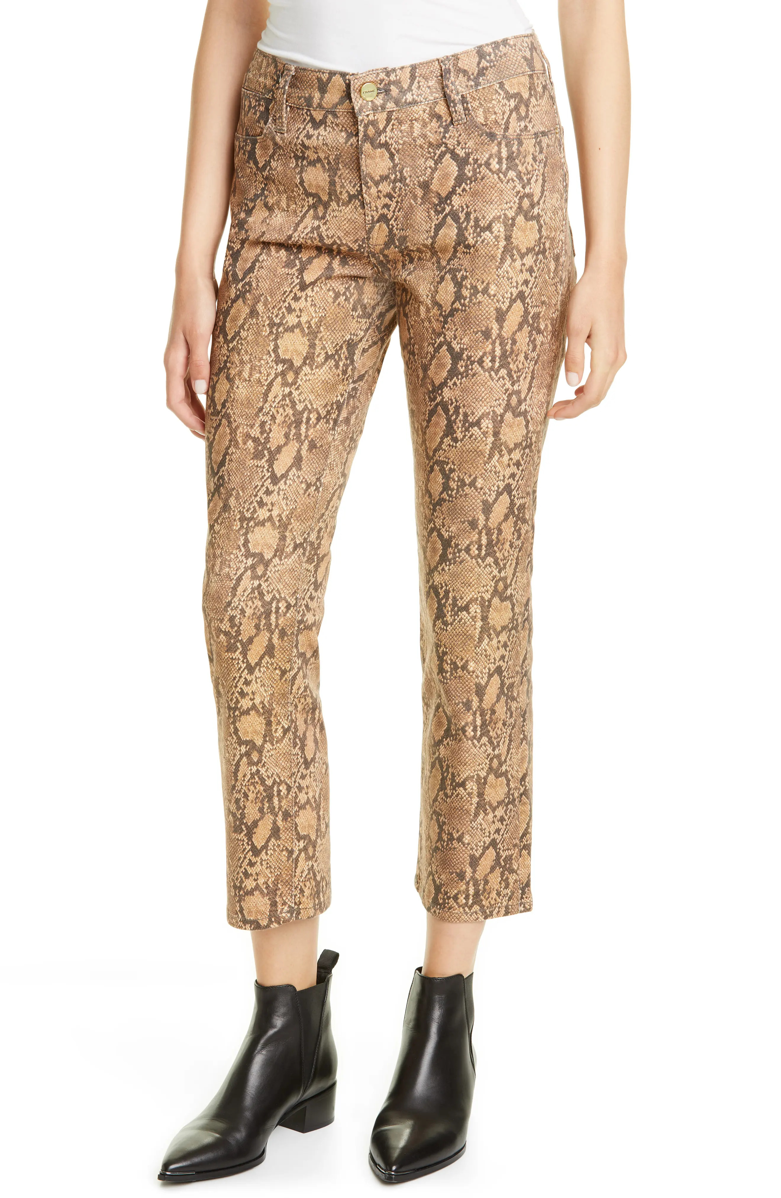 FRAME Le High Python Print Ankle Crop Coated Skinny Jeans at Nordstrom Rack | Hautelook