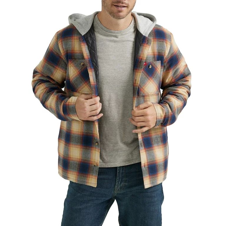 Wrangler® Men's and Big Men's Heavyweight Hooded Shirt Jacket, Sizes S-5XL | Walmart (US)