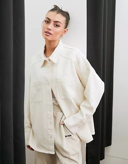 French Connection denim shacket in cream - part of a set | ASOS (Global)