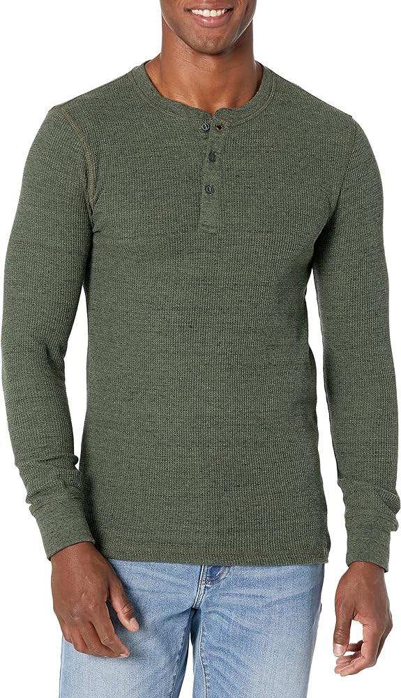 Amazon Essentials Henley Long Sleeve Shirts for Men, Regular-Fit Waffle | Amazon (US)