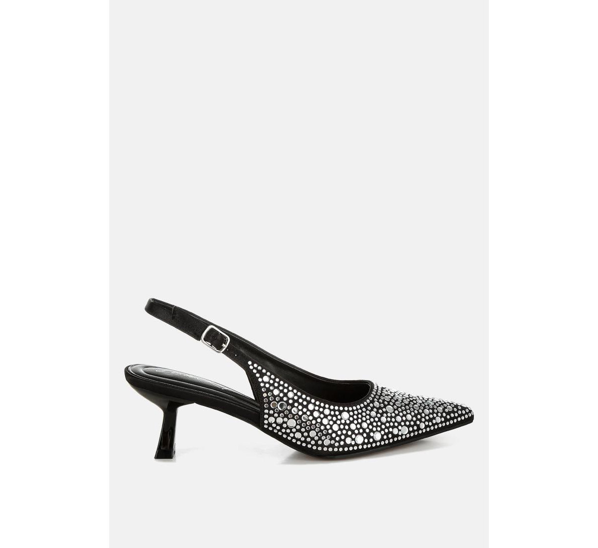 Vernaos Pointed Toe Rhinestone Slingbacks - Black | Macy's