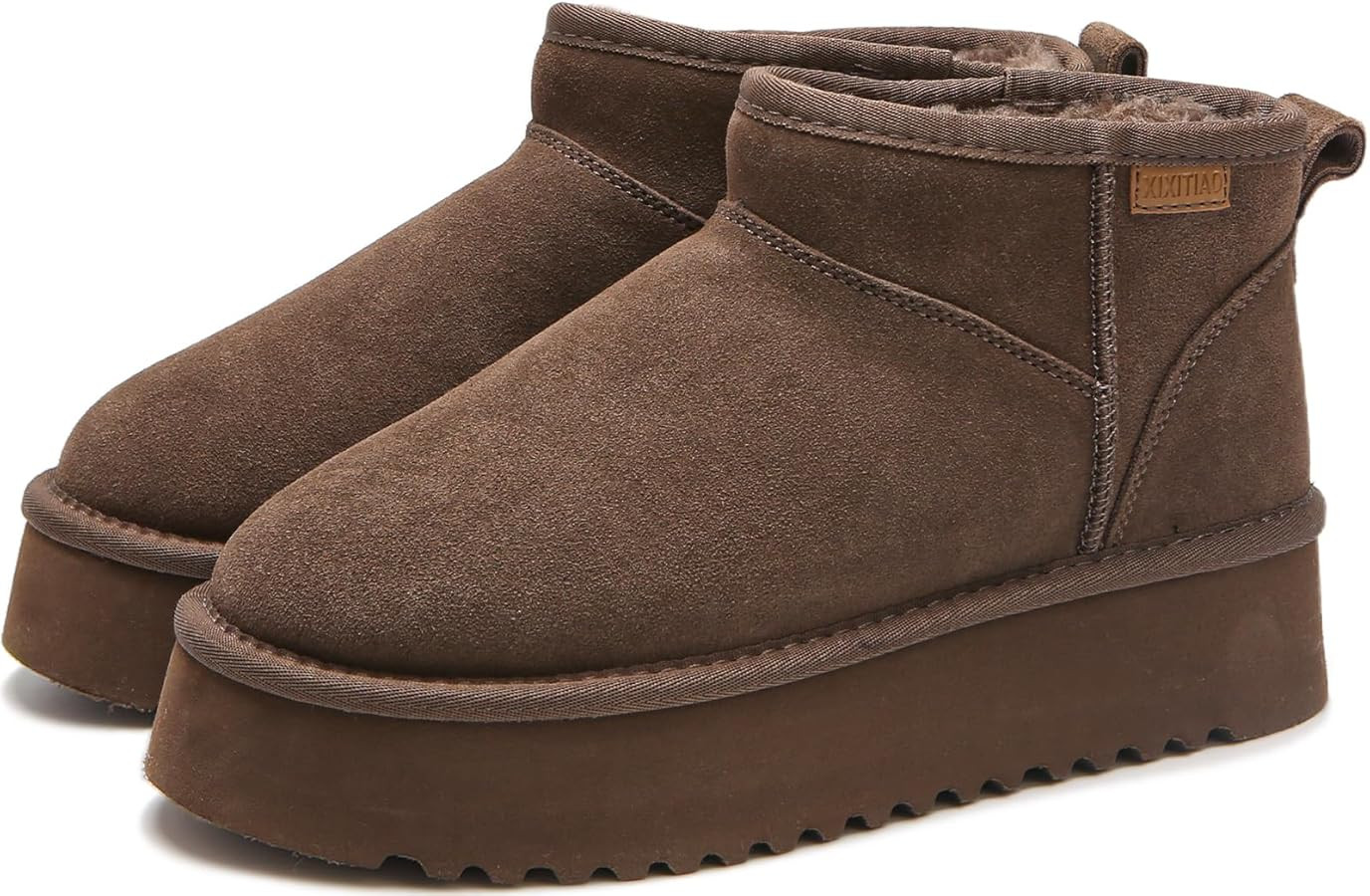 XIXITIAO Mini Boots,Cloud Genuine Suede Ankle Boots for Women,Platform Wool Snow Boots with Memor... | Amazon (US)