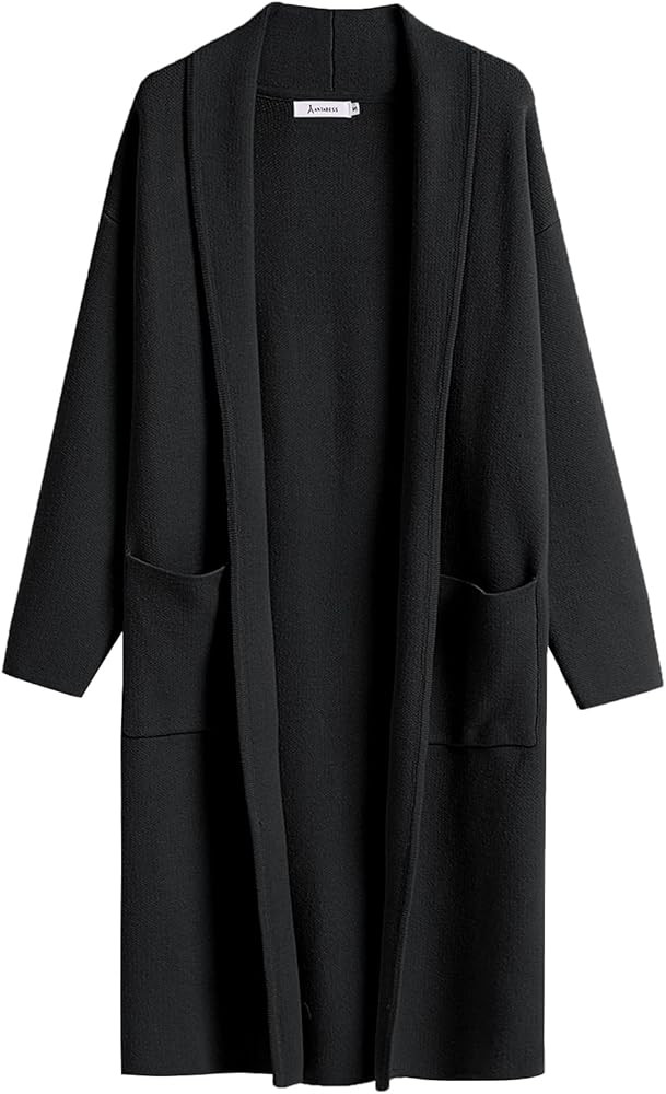ANRABESS Women's Cardigan Sweater Long Sleeve Open Front Lapel Coat Casual Knit Coatigan Jacket w... | Amazon (US)