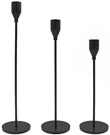 Set of 3 Candle Holders Black Taper Candlesticks Wedding Dinning Party Table Decorative Candelabr... | Amazon (CA)