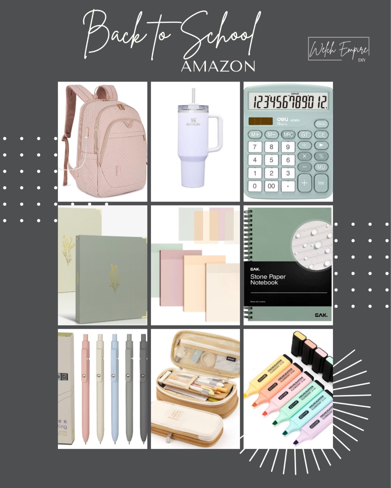 Ace the new school year with Amazons must have essentials! Laptop backpack with usb charging port, Stanley cup, calculator, 3-ring binder, spiral notebook, pens, pencil & pen case, and highlighters! #Backtoschoolessentials #Amazonfinds

#LTKFind #LTKunder50 #LTKBacktoSchool