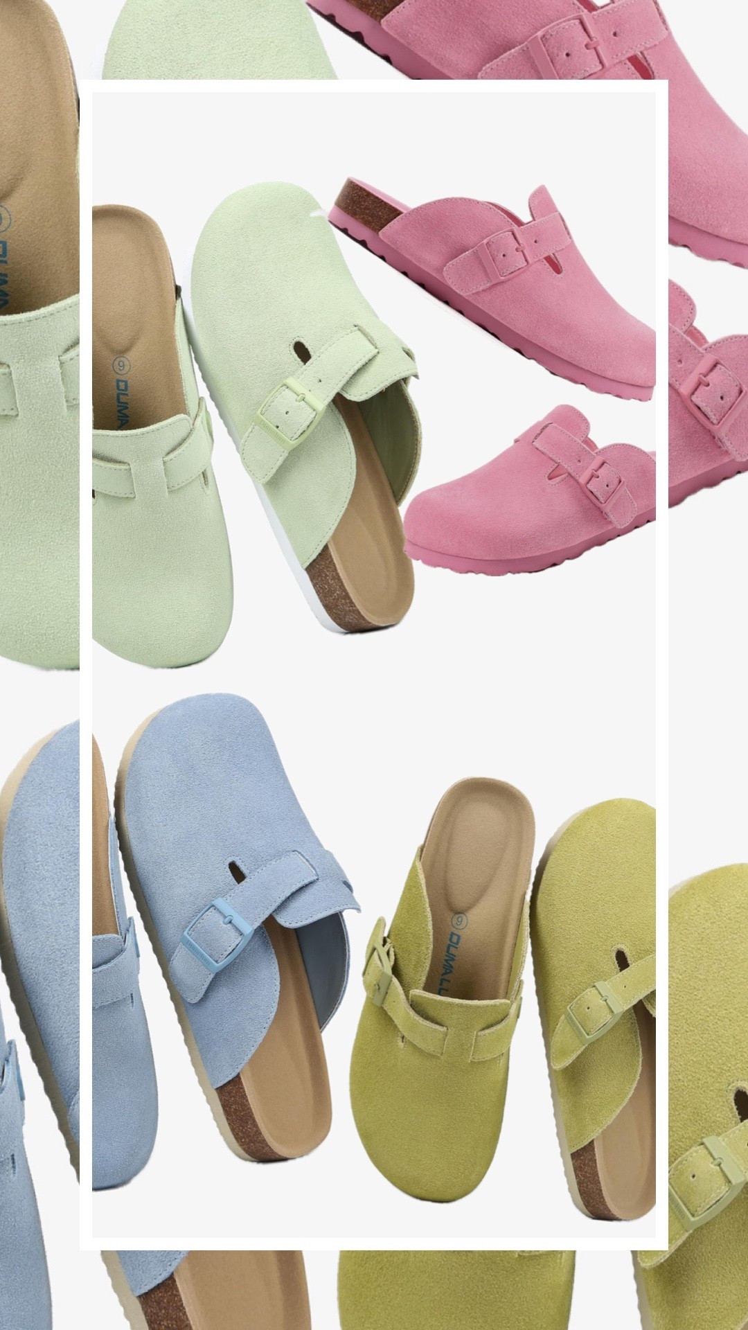 Colorful candy toned pastel
Suede clogs 

#LTKFindsUnder50 #LTKSeasonal