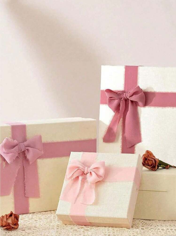 3Pcs/Set 3cm*5m Polyester Fiber Gift Wrapping Ribbons, Baking Cake Ribbons, DIY Handmade Ribbons, Bouquet Ribbons Suitable For Parties, Birthdays, Wedding Souvenirs, And New Year Decorations,Christmas Decoration Christmas Gifts Valentine Day | SHEIN