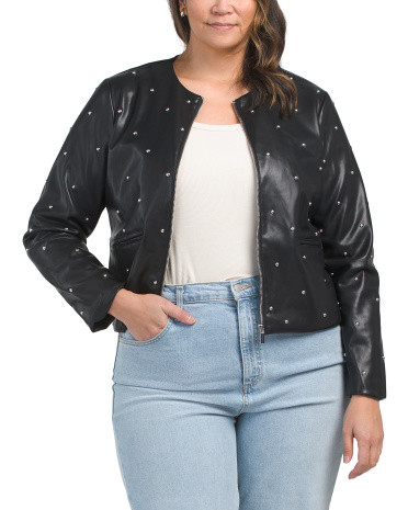 Plus Embellished Faux Leather Jacket | Plus Size | Marshalls | Marshalls