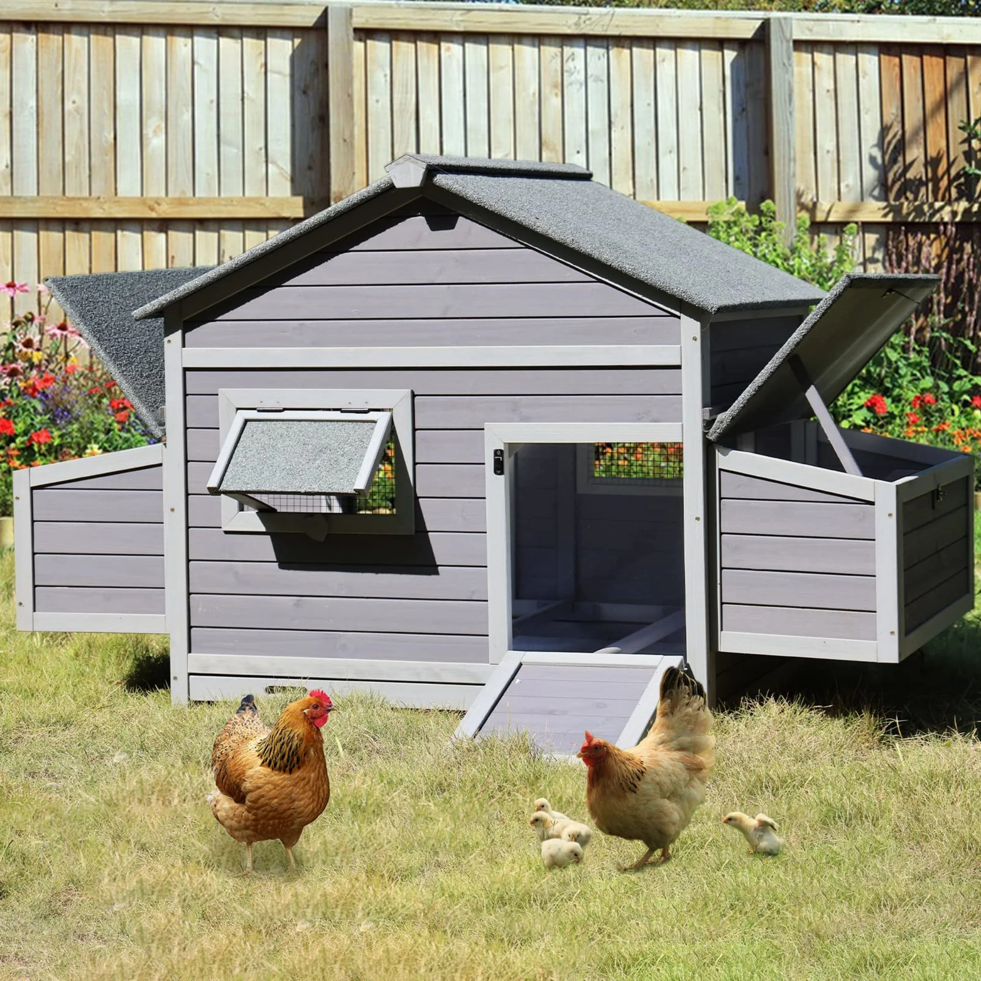 Morgete Wooden Chicken Coop Hen House with Nest Box and Slide-out Tray, Expend Run Area by AIR60 | Walmart (US)