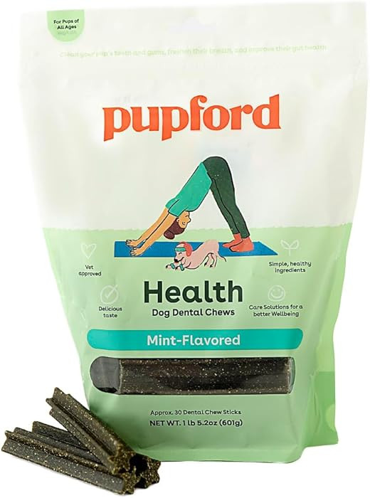 Pupford Dental Chews for Dogs, All-Natural 4-Inch Sticks for Plaque, Tartar & Bad Breath, Grooved... | Amazon (US)